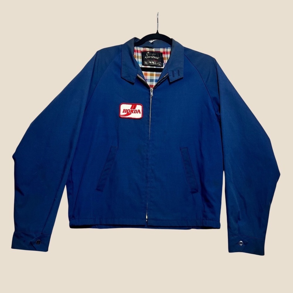Vintage 60s Sears Sportswear Honda Patch Blue Bomber Mechanics Work Jacket M/L